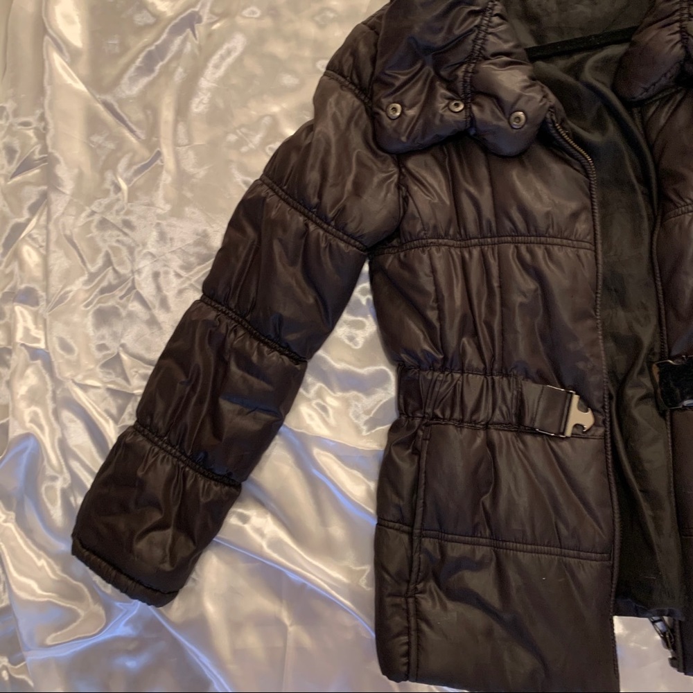 Zara black leather like puffer Coat - Picture 3 of 5